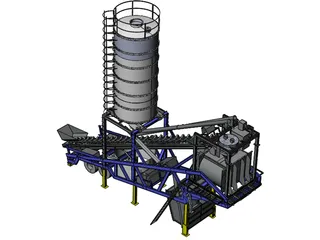 Mobile Concrete Batching Plant Mixer 3D Model