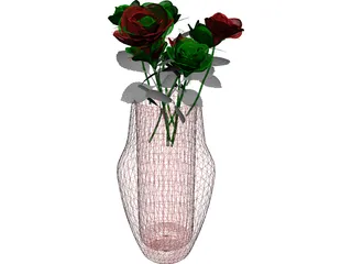 Roses in Vase 3D Model