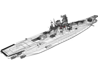 Musashi Battleship 3D Model