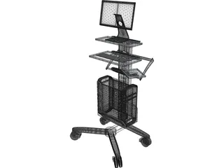 Mobile Computer Cart 3D Model