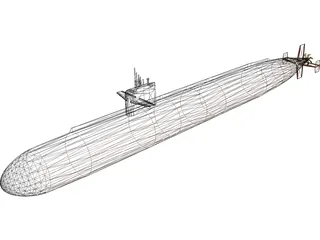 Los Angeles Class Attack Sub 3D Model