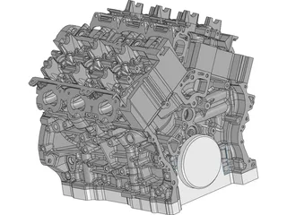 Twin Turbo V6 Engine 3D Model