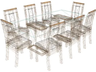 Dining Table and Chairs 3D Model