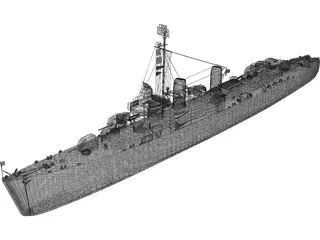 USS Kidd Destroyer 3D Model