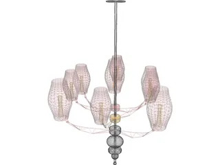 Modern Asian Chandelier 3D Model