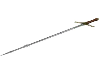 Medieval Thin Sword 3D Model