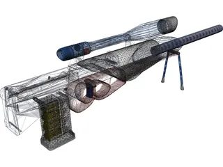 Sniper Rifle Shooting with Bullets 3D Model