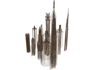 Futuristic Skyscraper Collection 3D Model