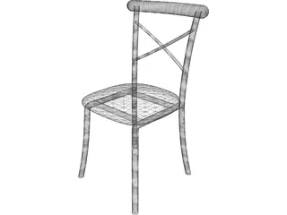 Metal Kitchen Chair with Padded Back 3D Model