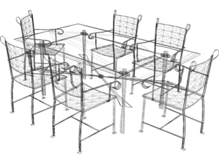 Table with Chairs 3D Model