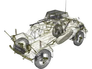 SdKfz222 Panzer Wagon - WWII German Armoured Car 3D Model