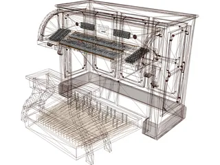 Church Pipe Organ Console 3D Model