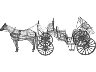 Old Style Horse Carriage 3D Model