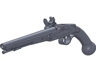 Flintlock Holster Pistol C 1760 3D Model