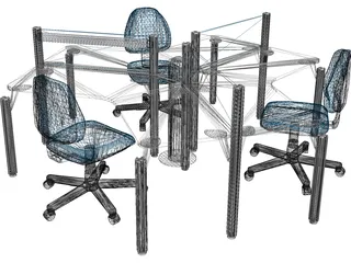 Office Table Set 3D Model