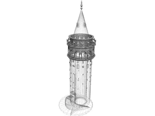 Galata Tower Turkey Istanbul 3D Model