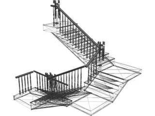 Stair with 3 Flights and 3 Landings 3D Model