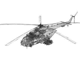 MI-8 Hip Transport Helicopter with Rocket Pods 3D Model