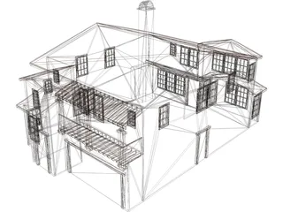 Spanish Style House 2 Story 3D Model