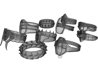 Rings Collection 3D Model