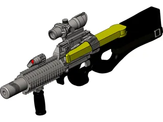 P-90 Machine Gun 3D Model