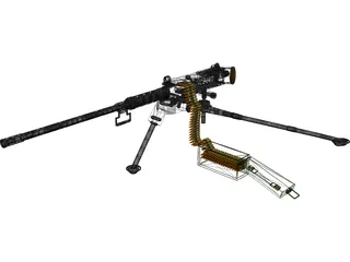 M2A2 HB .50 Cal Machine Gun 3D Model