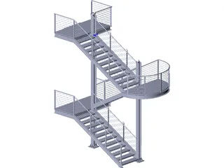 Fire Escape Stair 3D Model