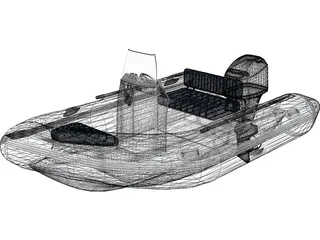 Inflatable Boat with Outboard Motor 3D Model