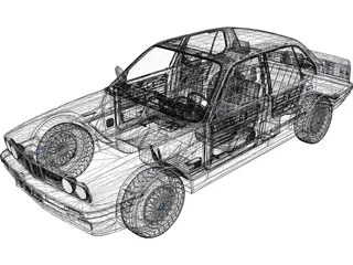 BMW E30 320i 4-door 3D Model