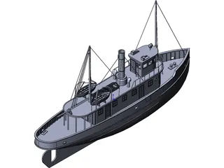 Ferry Ship (1900) 3D Model