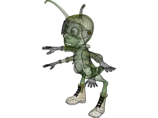 Grasshopper Cartoon 3D Model