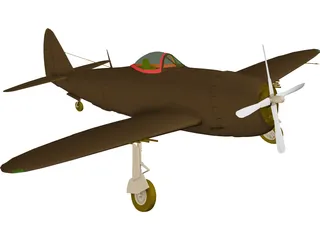 Republic P-47 Thunderbolt Bubble Canopy 3D Model