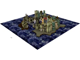 City Part at Midnight 3D Model