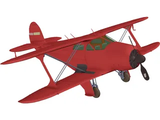 Beechcraft G17S Staggerwing 3D Model
