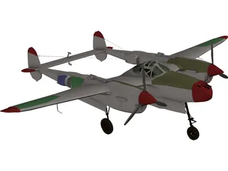 Lockheed P-38 J/L Lightning 3D Model