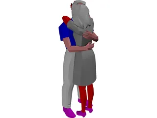 Adults Hugging 3D Model