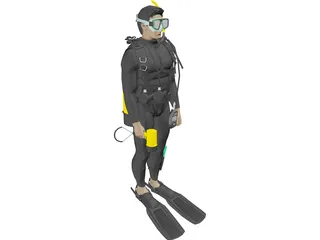 Scuba Diver Male 3D Model