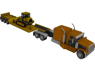 Lowboy Semi Truck 3D Model