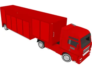 Euro Semi Truck with Trailer 3D Model