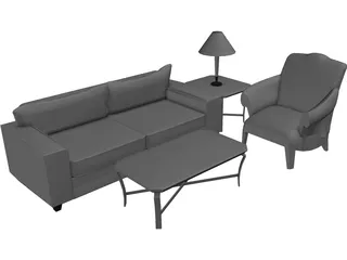 Classic Living Room Set 3D Model