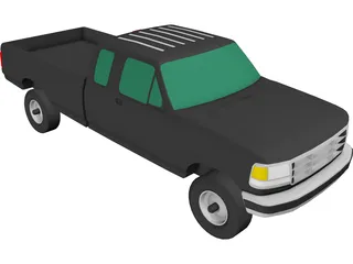 Ford F350 Pickup Extended Cab (1993) 3D Model