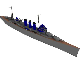 County Class Heavy Cruiser 3D Model