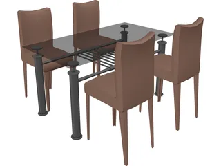 Table with Chairs 3D Model