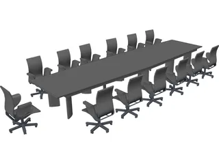 Table with Chairs 3D Model