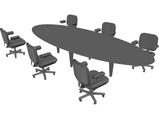 Table with Chairs 3D Model