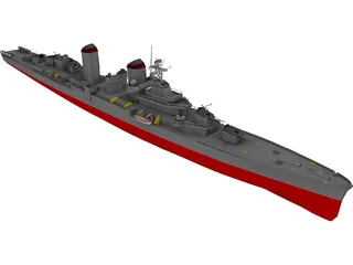 Fletcher Class Destroyer 3D Model