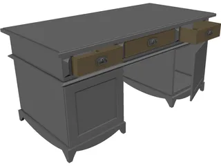 Old Wooden Desk 3D Model