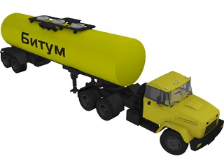 KrAZ 63221 with AB-22 Tanker Trailer 3D Model