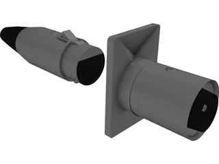 XLR Female Plug and Male Socket 3D Model