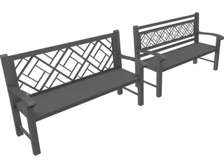 Wood Benches 3D Model